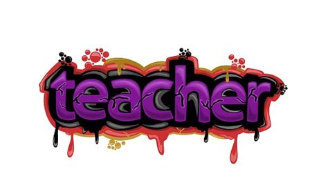 Colorful Teacher Writing Graffiti Design Stock Illustration - Download ...