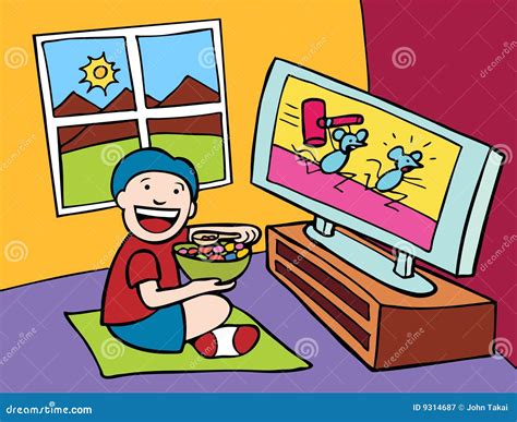 Kid watching TV stock vector. Illustration of graphic - 9314687