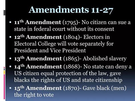 Amendments 11 - 27