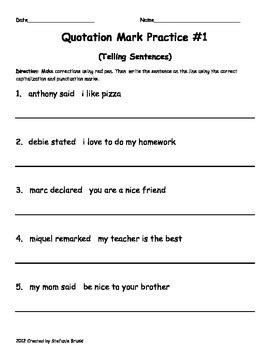 Quotation Mark Activities and Worksheets by Stefanie Bruski | TpT