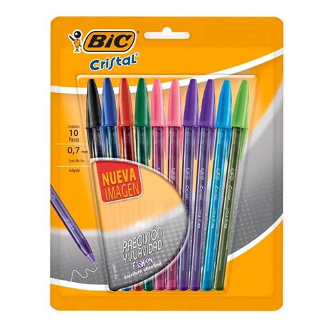 Bolígrafo BIC Cristal Punto Ultrafino de Colores 10 piezas | Walmart