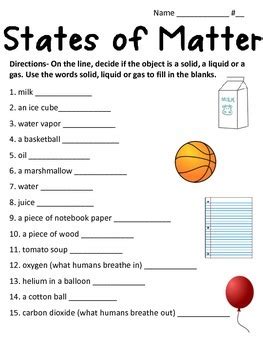 States of Matter Worksheet by math and science lover | TPT