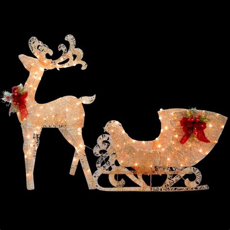 The Holiday Aisle Reindeer Pulling Sleigh Lighted Display & Reviews ...