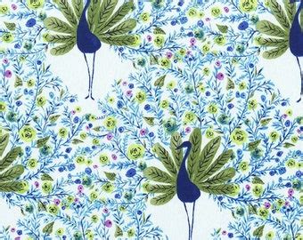 Peacock fabric | Etsy