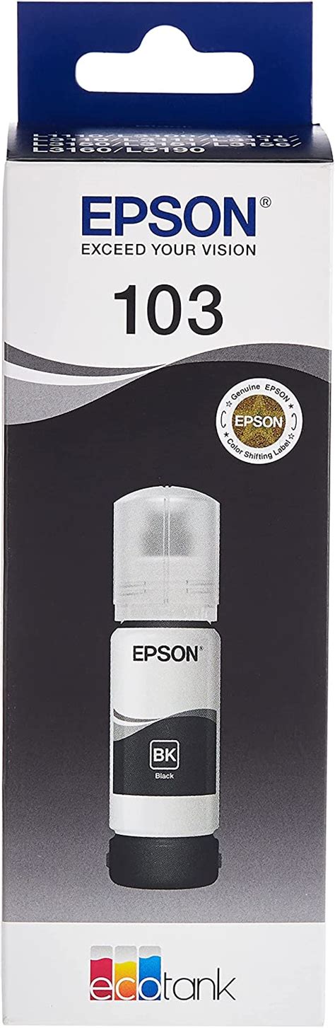 Epson 103 Ecotank Ink Bottle, Black Ink For Printer Refill, 65ml : Amazon.ae: Computers