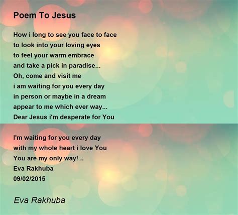 Poem To Jesus Poem by Eva Rakhuba - Poem Hunter