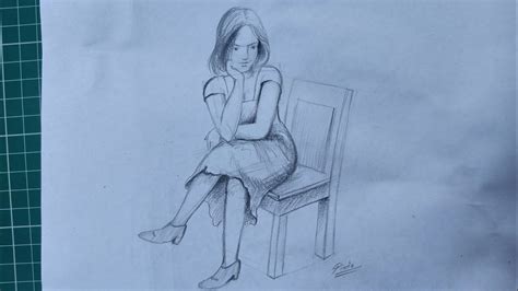 How to draw a girl sitting on a chair | Human figure drawing for beginners - YouTube