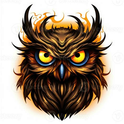 owl portrait Halloween illustration scary horror design tattoo vector ...