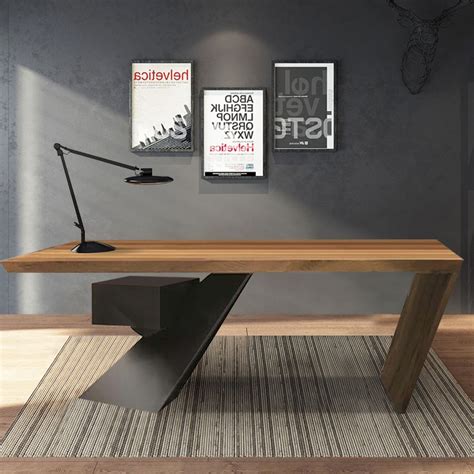 55" Solid Wood Office Desk Modern Industrial Writing Desk with One ...