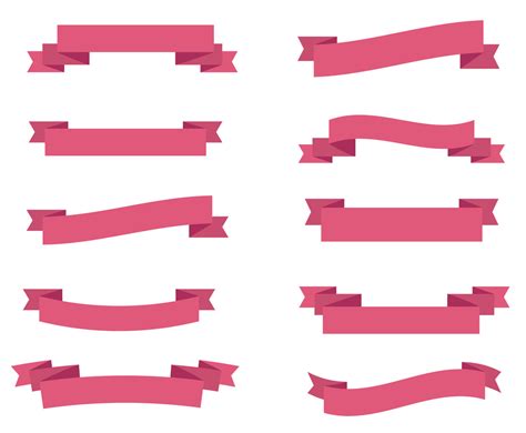 Pink Vector Ribbon Set Vector Art & Graphics | freevector.com