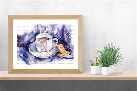 Tea wall art coffee printable watercolor tea cup and saucer | Etsy