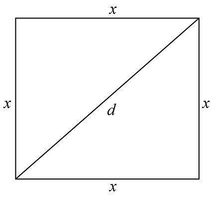 Express the side length of a square as a function of the length d of ...