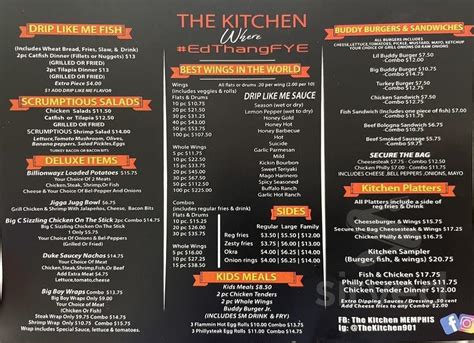 Menu for The Kitchen Restaurant on Jackson in Memphis, TN | Sirved