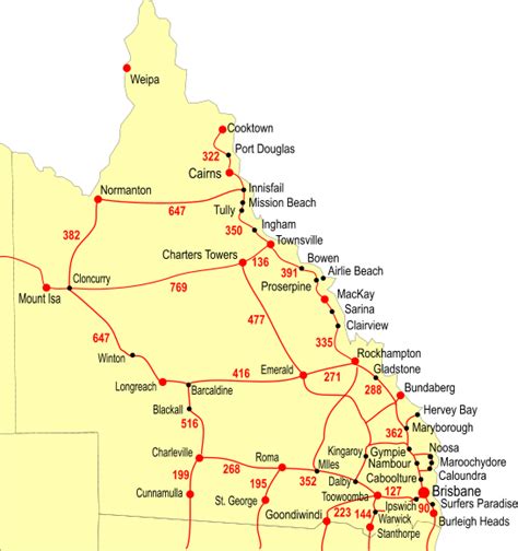 QUEENSLAND ROAD MAP LARGE Australian Locality Guide