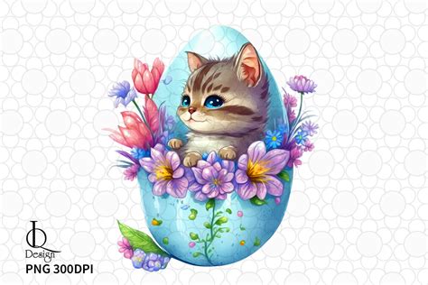 Flower Easter Cat Sublimation Clipart Graphic by LQ Design · Creative ...