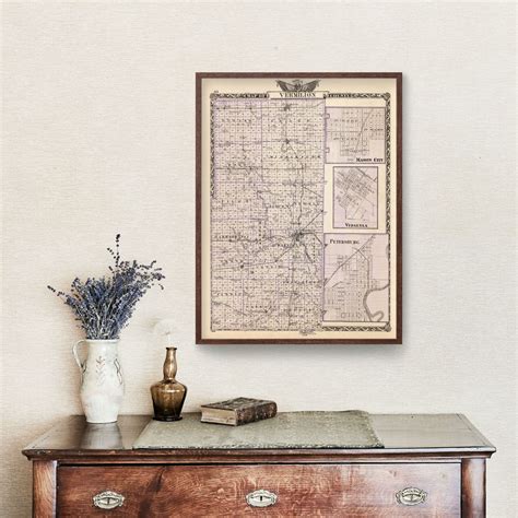 Vintage Map of Vermilion County Illinois, 1876 by Ted's Vintage Art