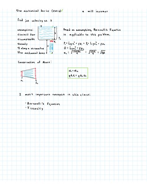 23 Bernoulli's Equation Examples and Conservation of Mass - 5) no mechanical device will ...