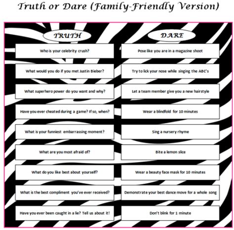 Printable Truth Or Dare Questions - Printable Word Searches