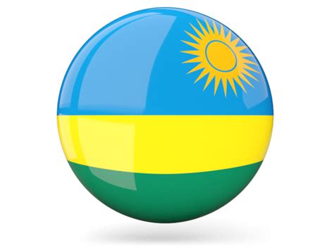 Glossy round icon. Illustration of flag of Rwanda