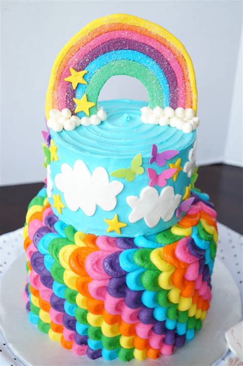 rainbow layered birthday cake | The Baking Fairy