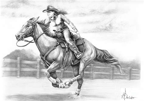 Cowboy Riding Horse Drawing