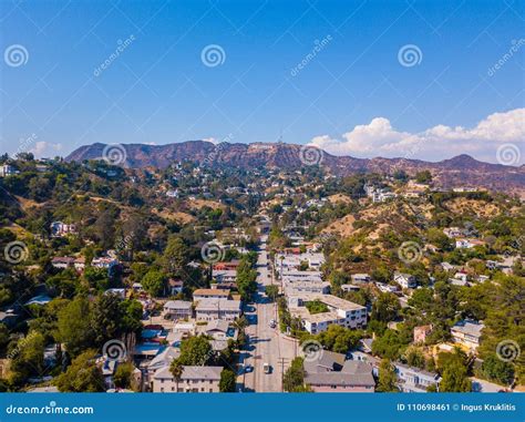 Aerial View on the Hollywood Sign District in Los Angeles Editorial ...