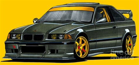 Legendary modified street germany BMW M3 E36 with R4 engine Drawing by Vladyslav Shapovalenko ...