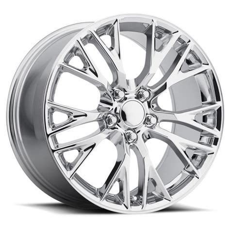 Factory Reproductions C7 Corvette Wheels 20X12 5X4.75 +59 HB 70.3 2015 C7 Z06 Chrome With Cap FR ...