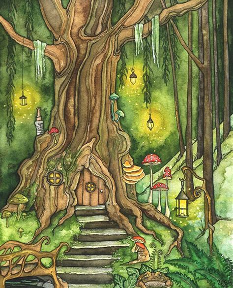 Enchanted Forest Painting, Fantasy Art, Fairy House, Fantasy, Woodland ...