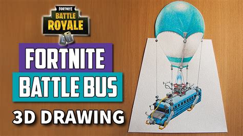 3D Drawing Fortnite Battle Bus (Drawing Time Lapse) - YouTube