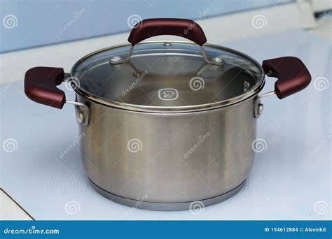 Stainless Steel Pan on Induction Hob Stock Photo - Image of kitchen, board: 154612884