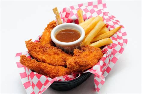 Breaded Chicken Strips With French Fries Stock Image - Image of breaded, ketchup: 36516885