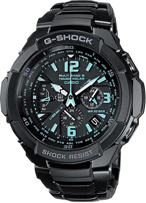 CASIO G-SHOCK Men's Quartz Watch with Black Dial Analogue Display and Black Stainless Steel ...