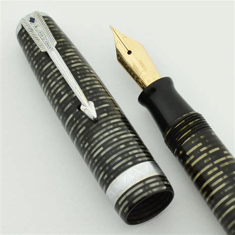 Parker Vacumatic Major Fountain Pen (1945) - Laminated Grey Pearl, Fine (Excellent +, Restored ...