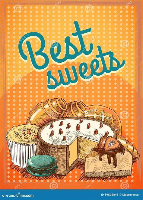 Best Sweets Pastry Poster Stock Vector - Image: 39802848