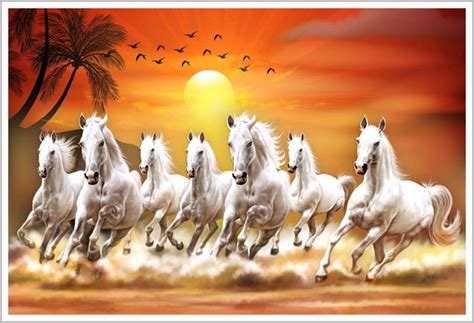 Lucky Seven Horses Running Vastu Paper Poster Paper Print - Animals ...