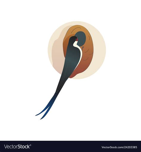 Martlet sitting near nest barn swallow wild bird Vector Image