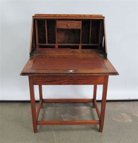 ANTIQUE SOLID WOOD SECRETARY DESK DROP DOWN WRITING DESK W/ DOVETAILED HINGES 24 -- Antique ...