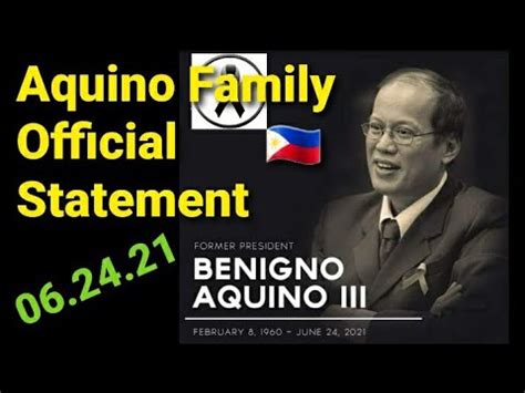 Aquino Family Official Statement [PNoy Died 06.24.21] - YouTube