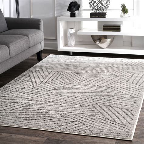 Brooklyn Rug Co Grey Contemporary Overlapping Striped Boards Area Rug - Bed Bath & Beyond ...