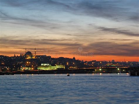 Sunset on Golden Horn bay stock photo. Image of istanbul - 18645032