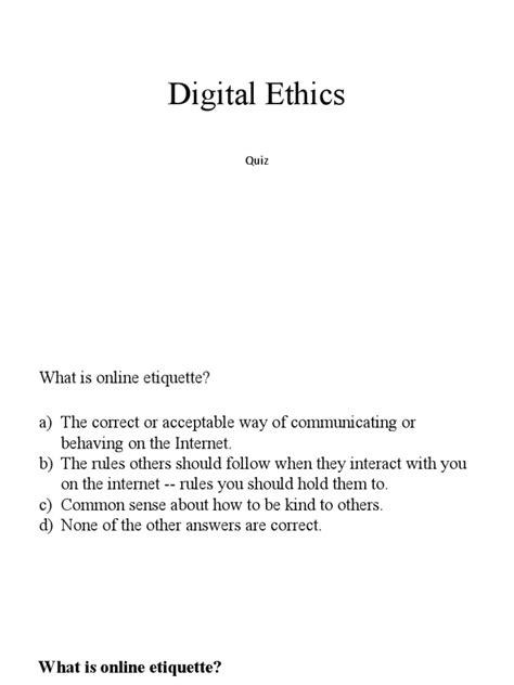 Digital Ethics-Quiz | PDF | Faq | Online Chat