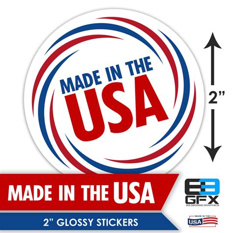 Made In The USA Patriotic 2 Stickers - 20 Stickers Per Sheet