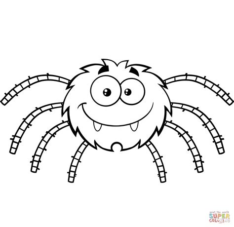 Funny Cartoon Spider coloring page from Spider category. Select from 27115 printable crafts of ...