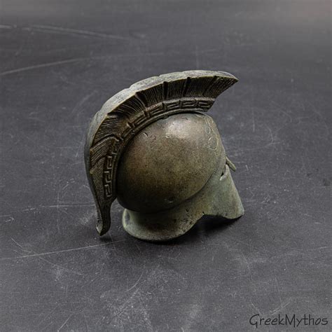 Ancient Greek Mini Bronze Helmet with Greek Key Crest, Corinthian-Spartan Helmet Museum Replica ...