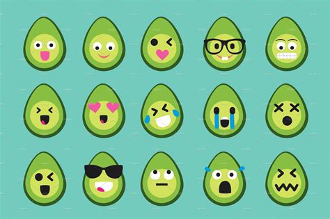 Avocado Emojis | Whimsical fonts, Emoji, Vector pattern