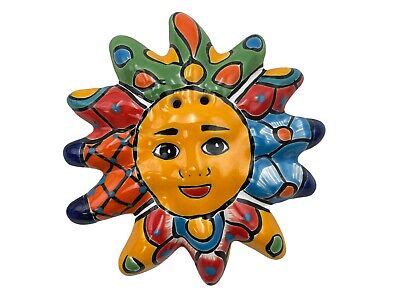 Talavera Sun Face Folk Art Mexican Pottery Hand Painted Home Decor 7.25 ...