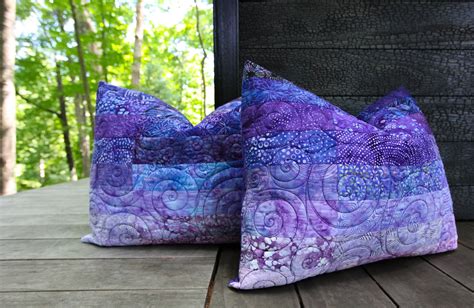 Quilted Pillow Shams Set of Two Purple Modern Patchwork Standard, King ...