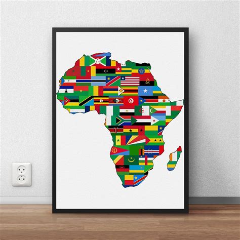 Africa World Map Country Flag posters Living Room paper wall art crafts ...