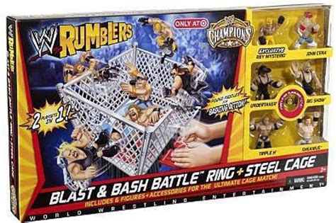 WWE Wrestling Rumblers Series 1 Blast Bash Battle Ring Steel Cage Exclusive Mini Figure Playset ...